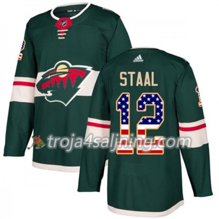Minnesota Wild tröja Eric Staal 12 Adidas 2017-2018 Grön USA Flag Fashion Authentic - NHL Tröjor Herr